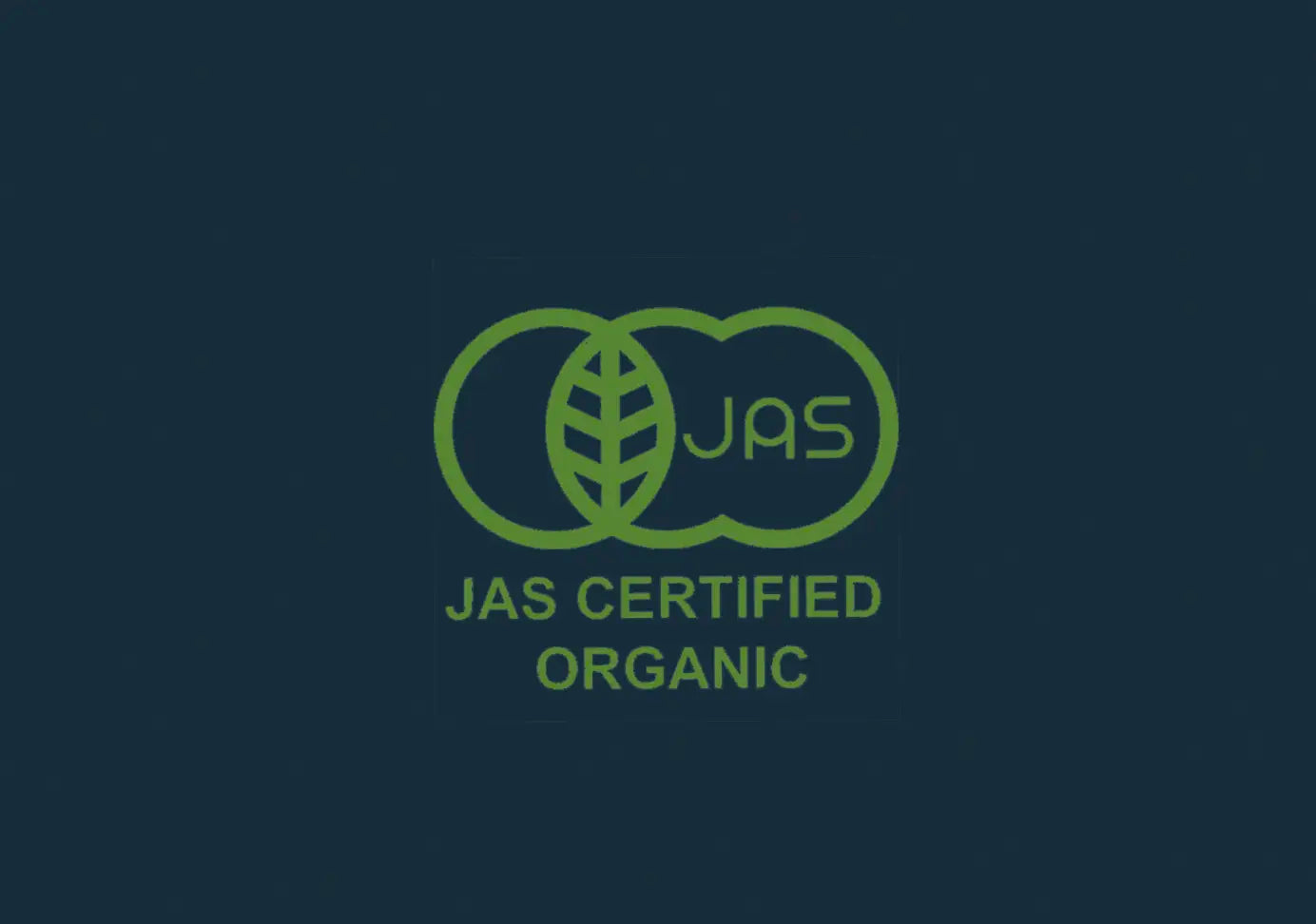 JAS Certified Organic logo on a dark blue background