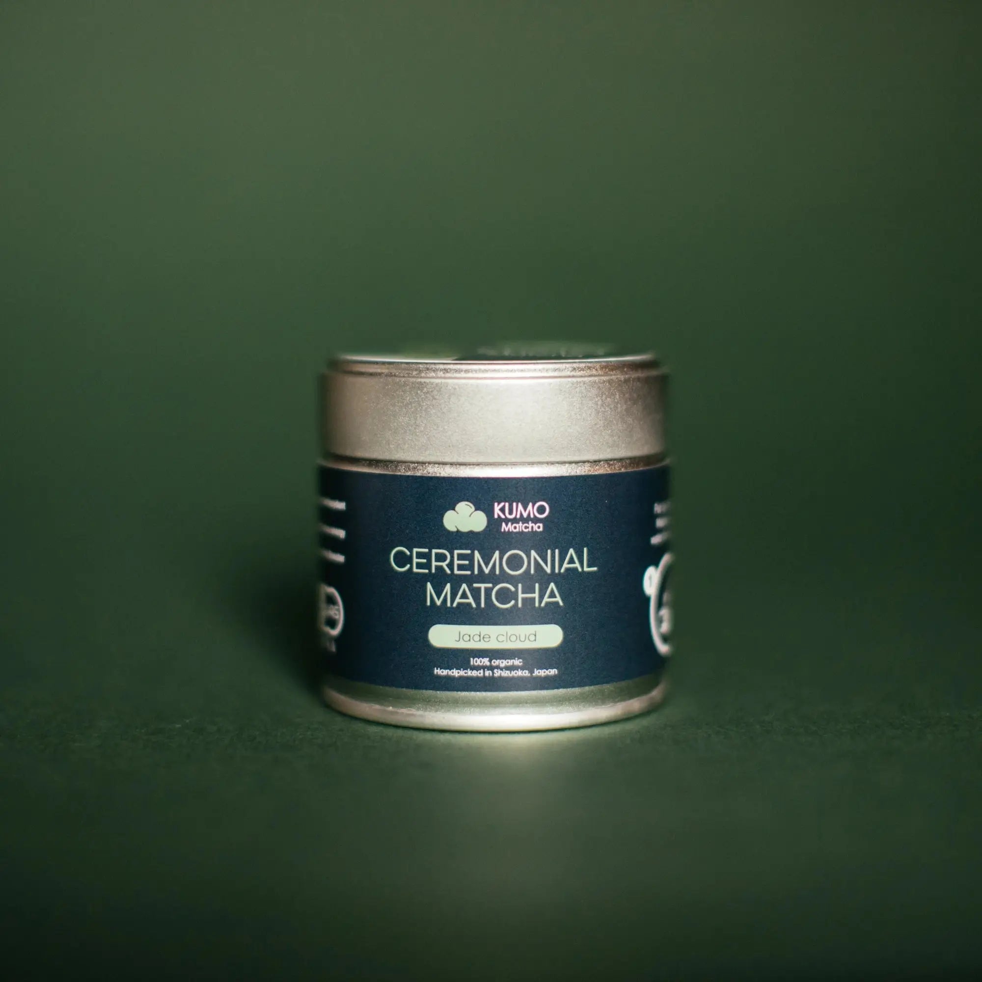 Jade Cloud Ceremonial Matcha pack on a green background